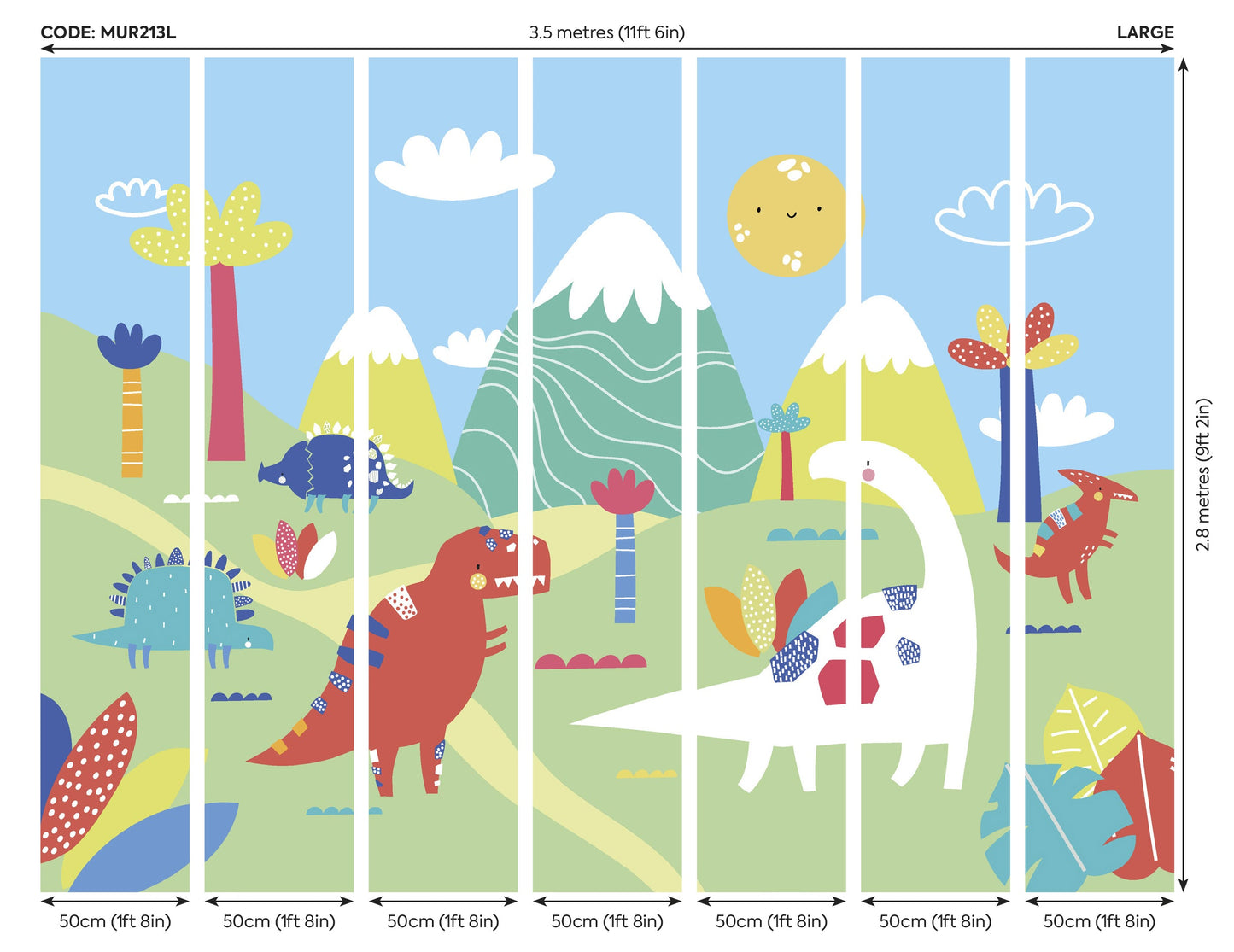 Origin Murals Dinosaur Land Green 350cm X 280cm