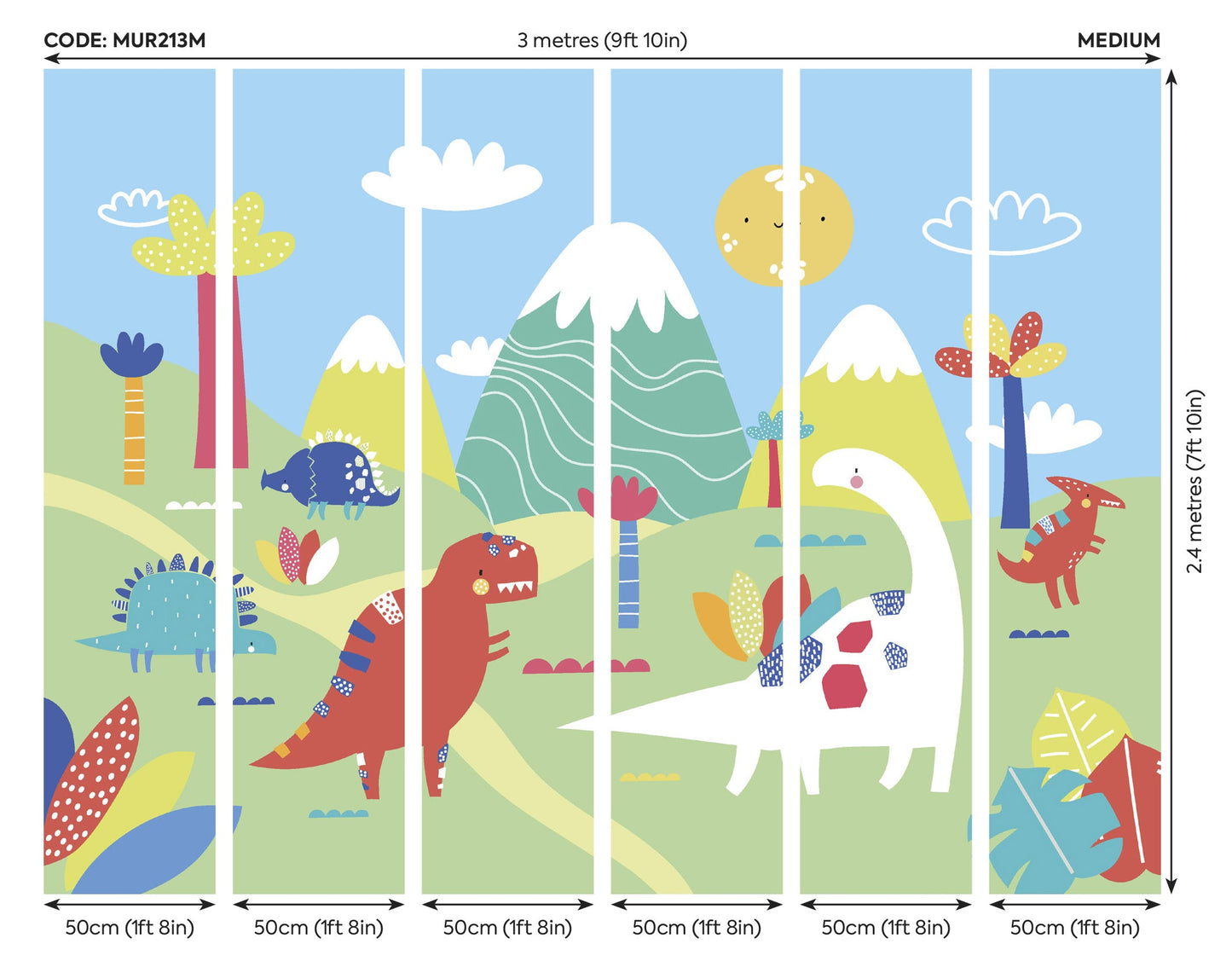 Origin Murals Dinosaur Land Green 300cm X 240cm