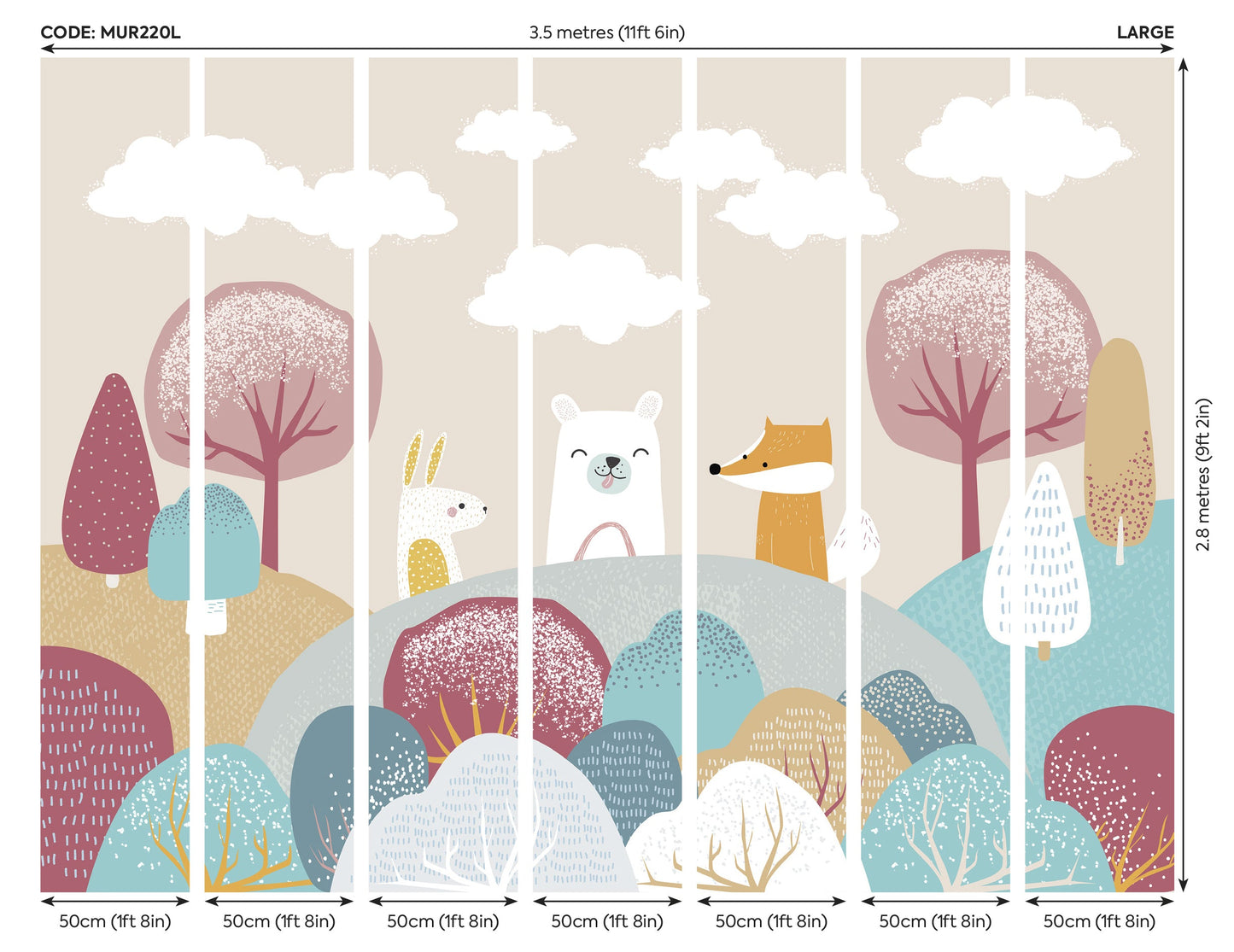 Origin Murals Woodland Friends Orange 350cm X 280cm