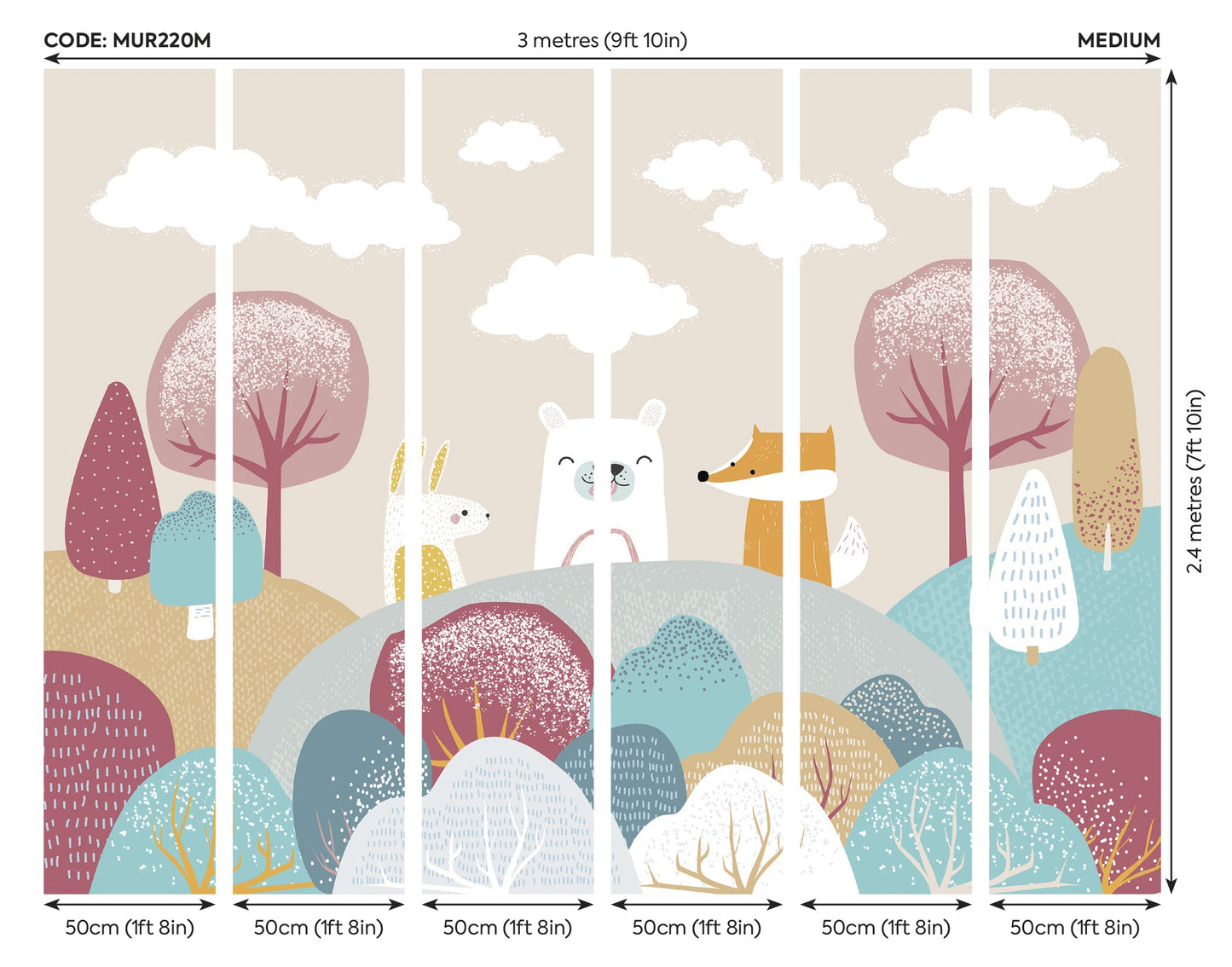 Origin Murals Woodland Friends Orange 300cm X 240cm