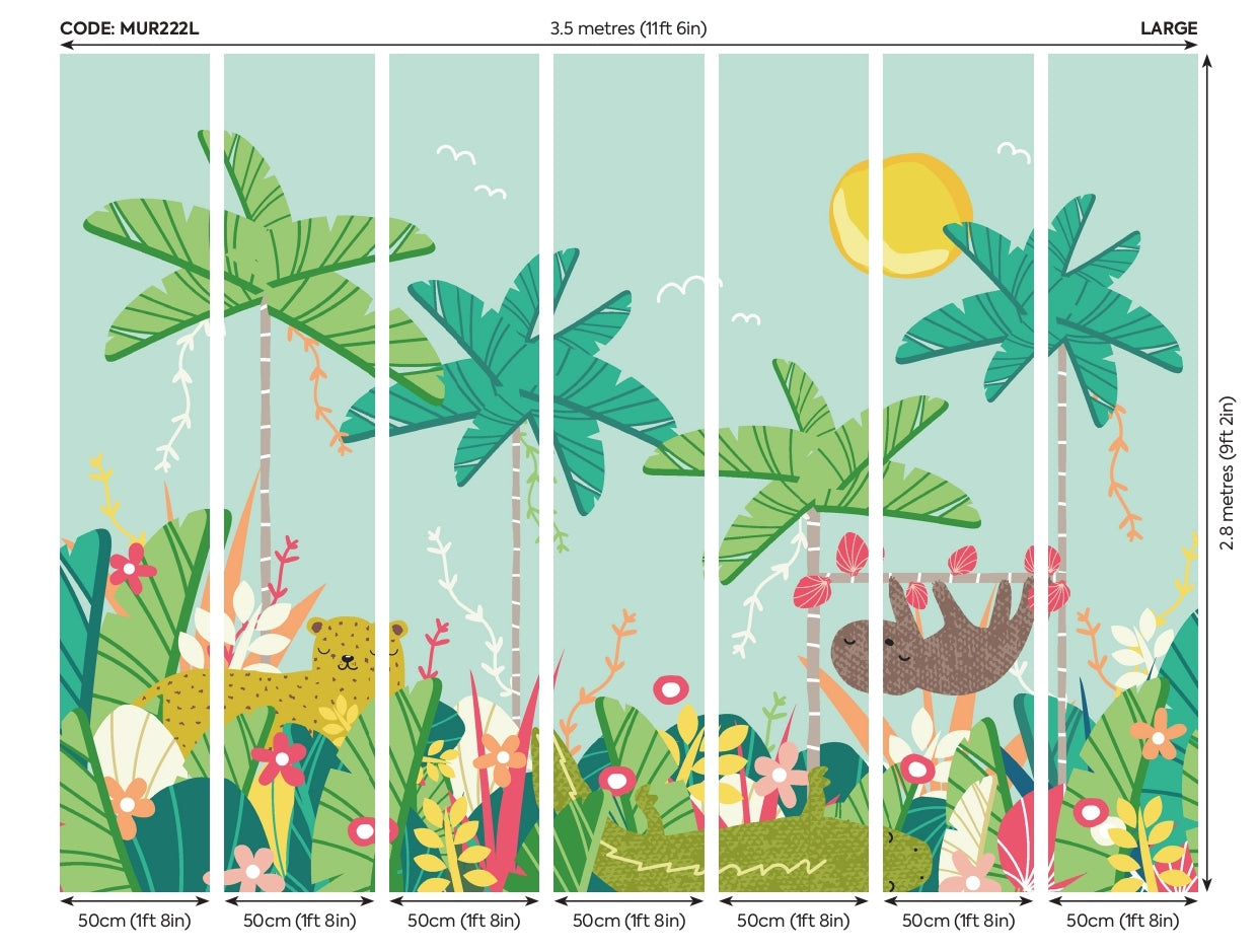 Origin Murals Jungle Animals Blue 350cm X 280cm