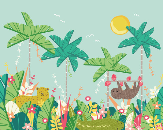 Origin Murals Jungle Animals Blue 350cm X 280cm