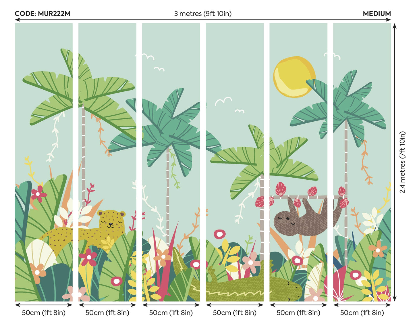 Origin Murals Jungle Animals Blue 300cm X 240cm