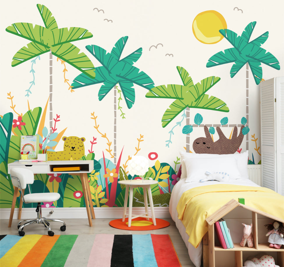 Origin Murals Jungle Animals Green 300cm X 240cm