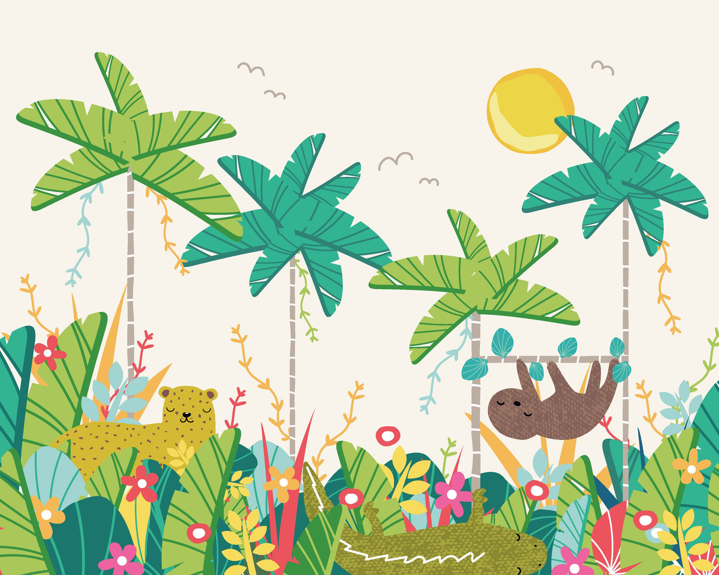 Origin Murals Jungle Animals Green 300cm X 240cm