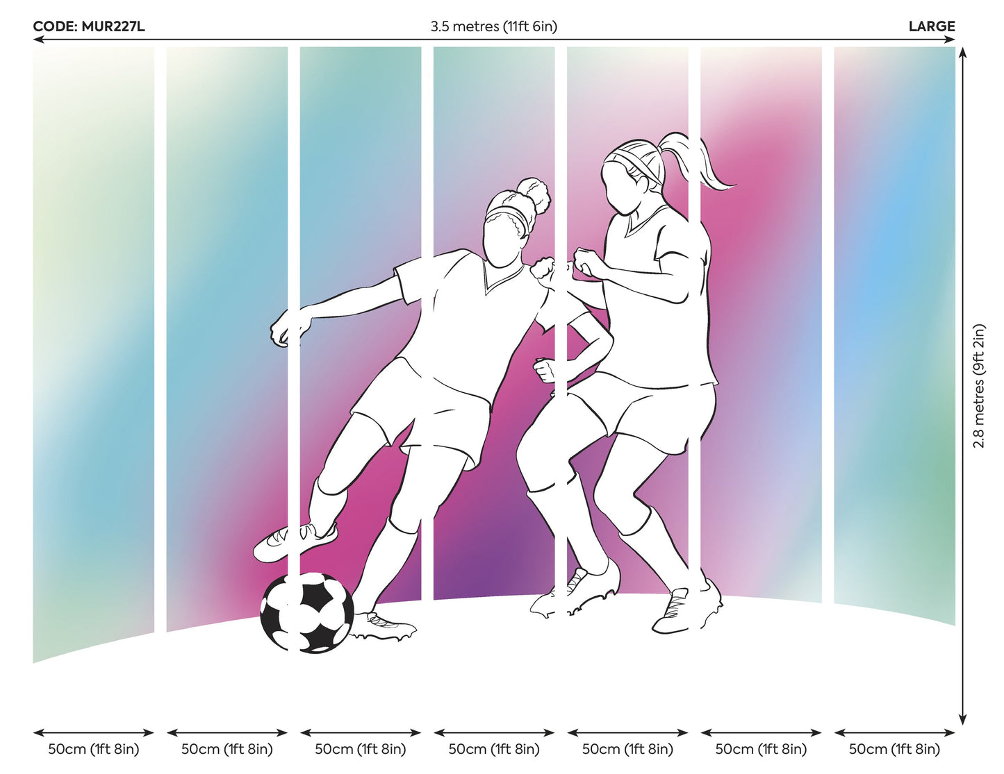 Origin Murals Girls Playing Football Blue 350cm X 280cm