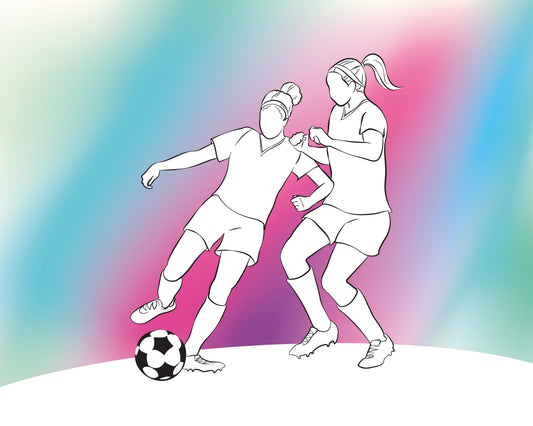 Origin Murals Girls Playing Football Blue 350cm X 280cm