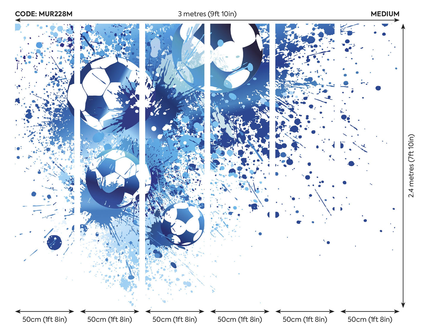 Origin Murals Football Splash Blue 300cm X 240cm