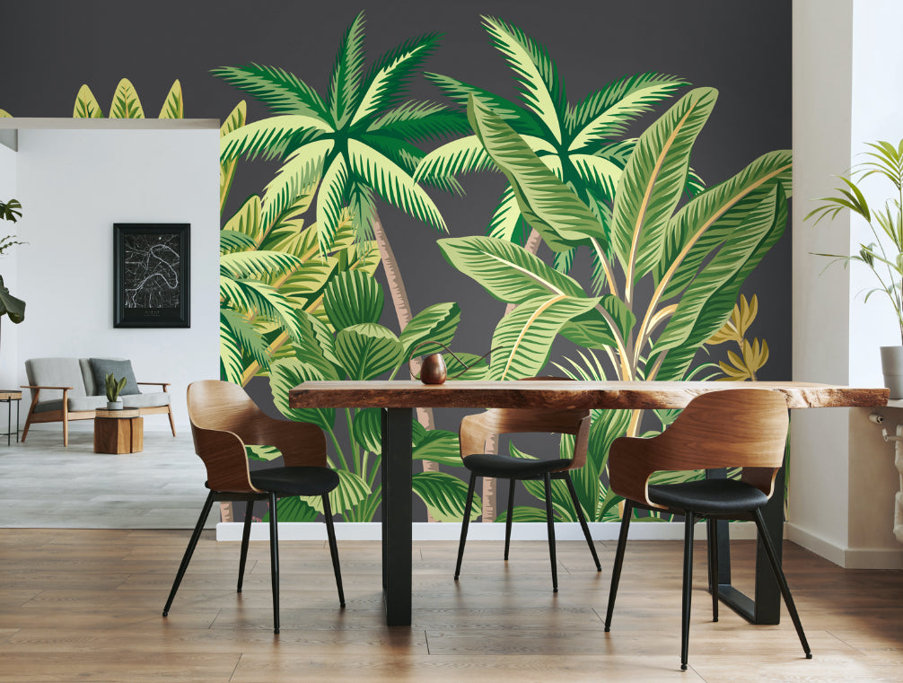 Origin Murals Tropical Palm Trees Black 350cm X 280cm