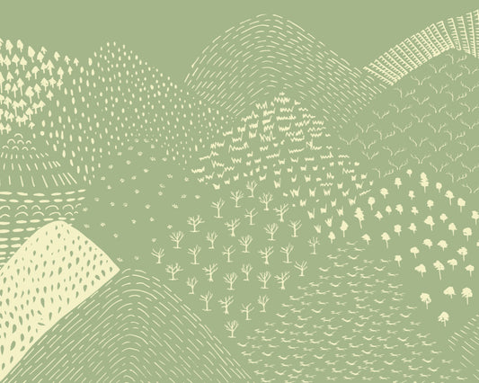 Origin Murals Abstract Fields Green 350cm X 280cm