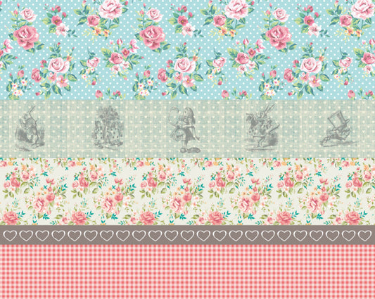 Origin Murals Alice In Wonderland Cottage Core Patterns Multi 350cm X 280cm