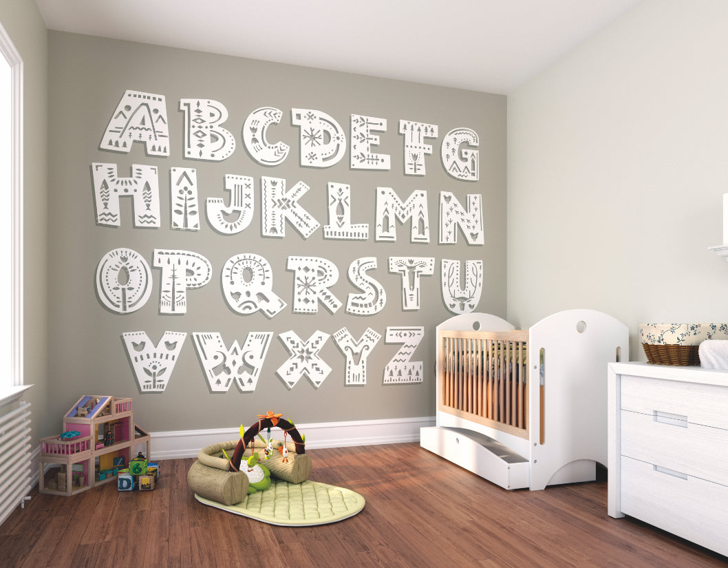 Origin Murals Alphabet Patterns Multi 300cm X 240cm X