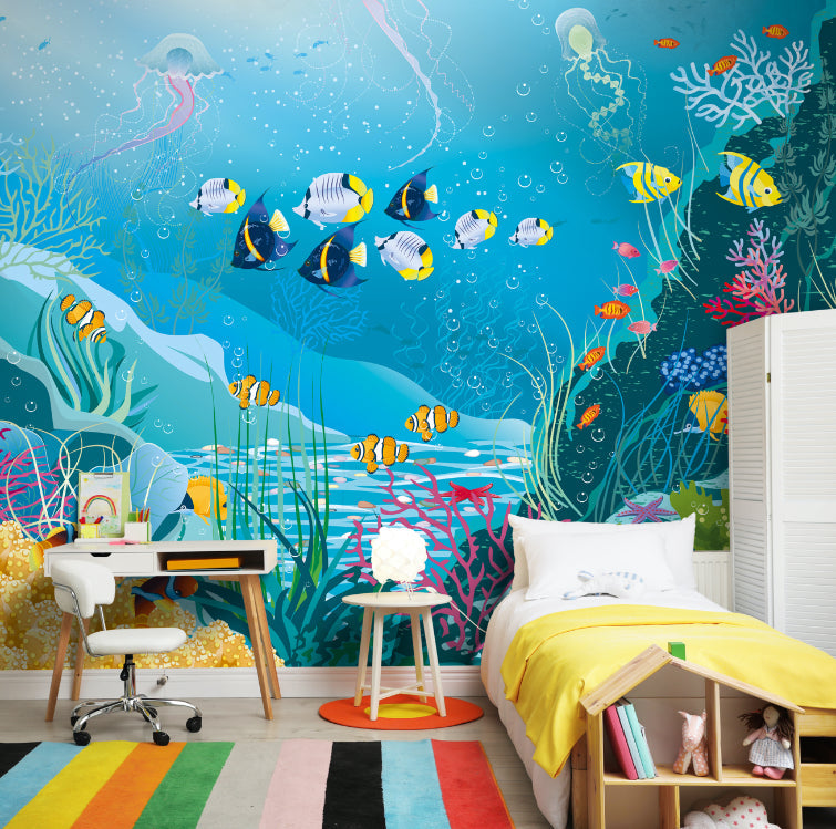 Origin Murals Under The Sea Adventure Aqua Blue 350cm X 280cm