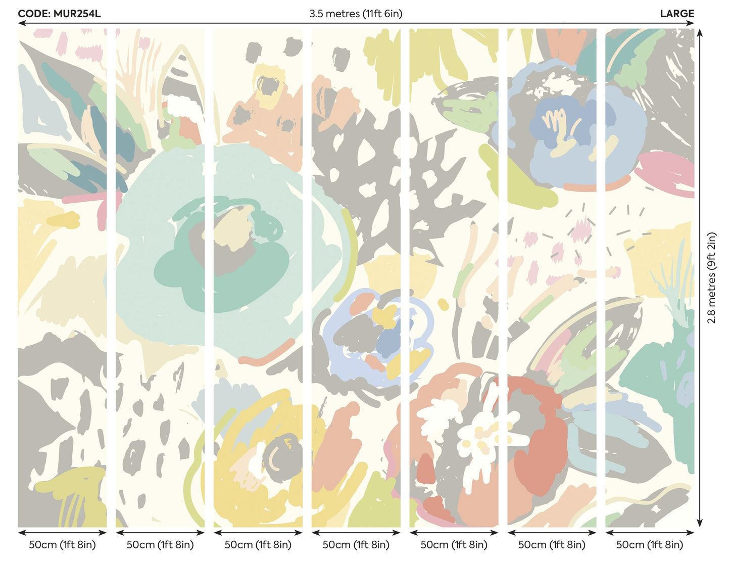 Origin Murals Abstract Floral Pastel Blue 350cm X 280cm