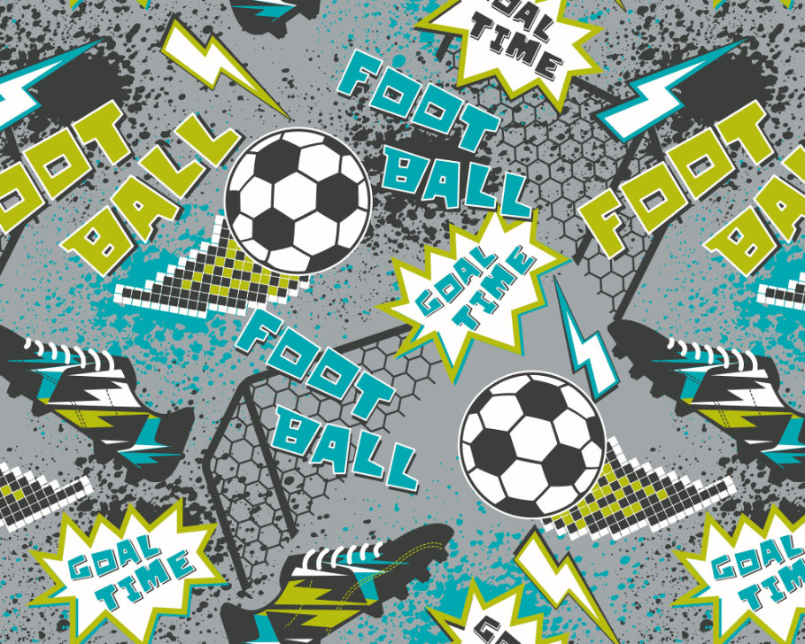 Origin Murals Graphic Pixel Footballs Grey 300cm X 240cm