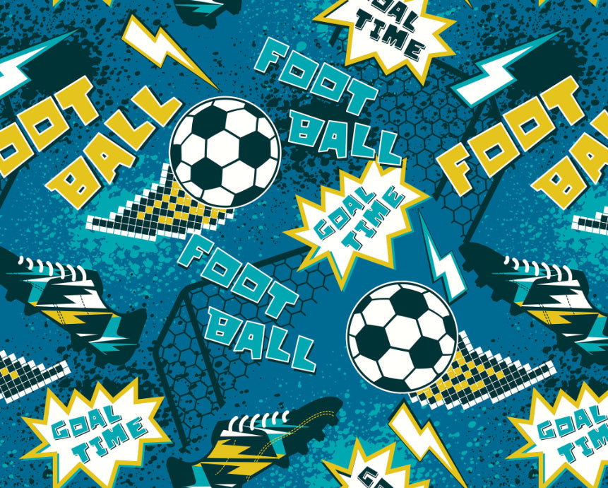 Origin Murals Graphic Pixel Footballs Teal 300cm X 240cm