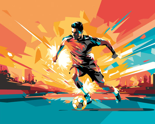 Origin Murals Football Player Abstract Landscape Orange 350cm X 280cm