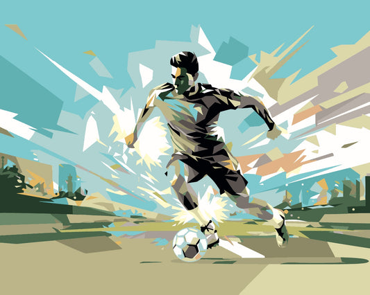 Origin Murals Football Player Abstract Landscape Blue 300cm X 240cm