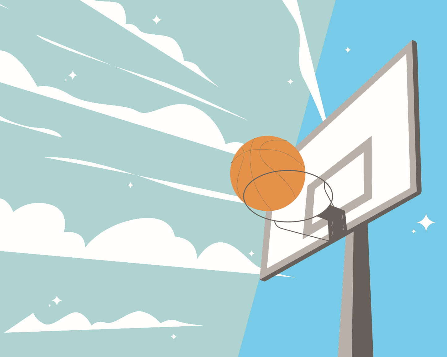 Origin Murals Graphic Basketball Hoop Blue 300cm X 240cm