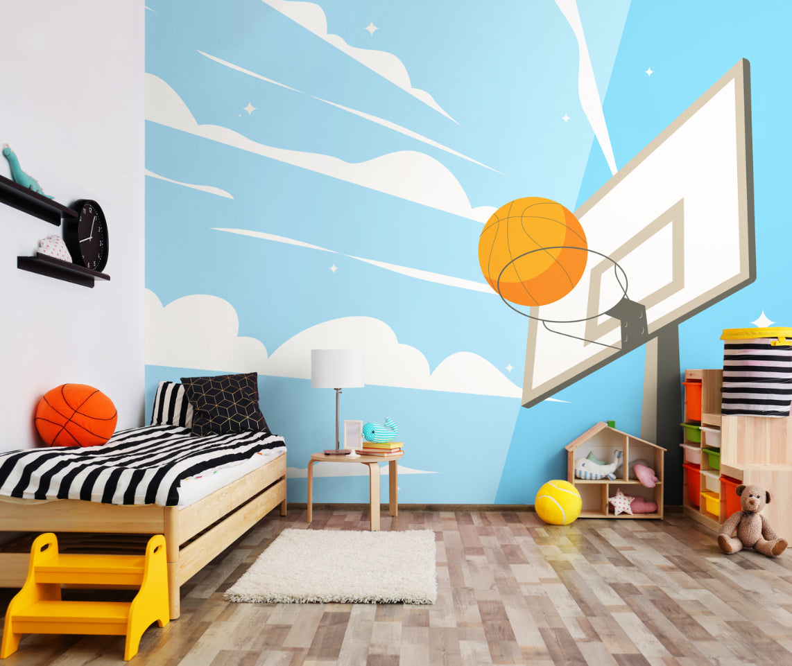 Origin Murals Graphic Basketball Hoop Blue 300cm X 240cm