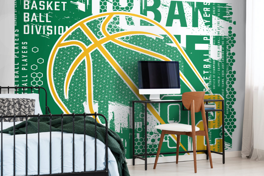 Origin Murals Modern Basketball Green 350cm X 280cm
