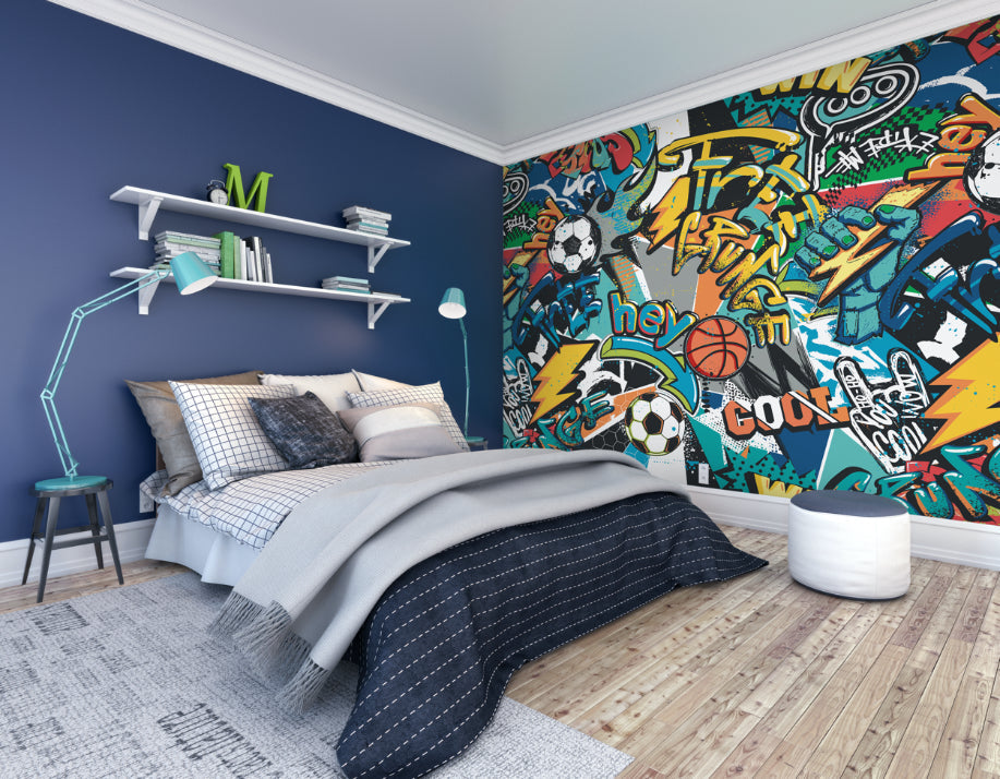 Origin Murals Sports Graffiti Blue 300cm X 240cm