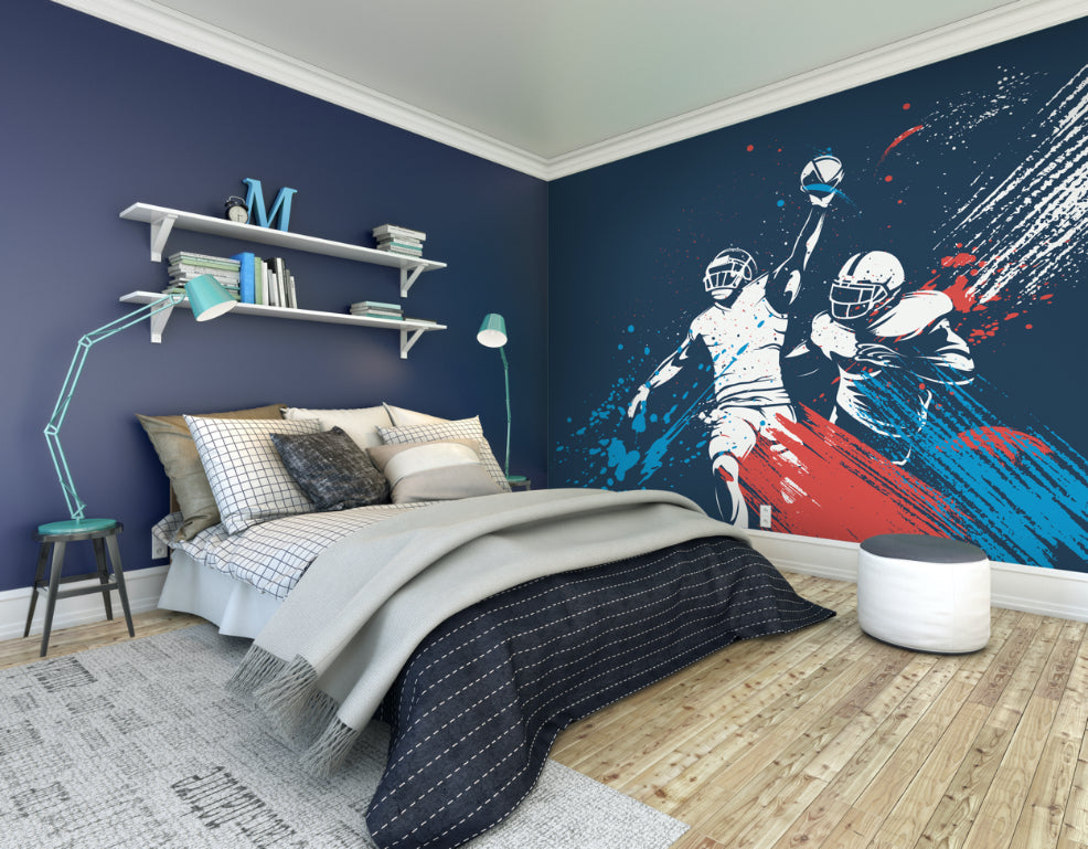 Origin Murals American Footballers Paint Splash Blue 350cm X 280cm