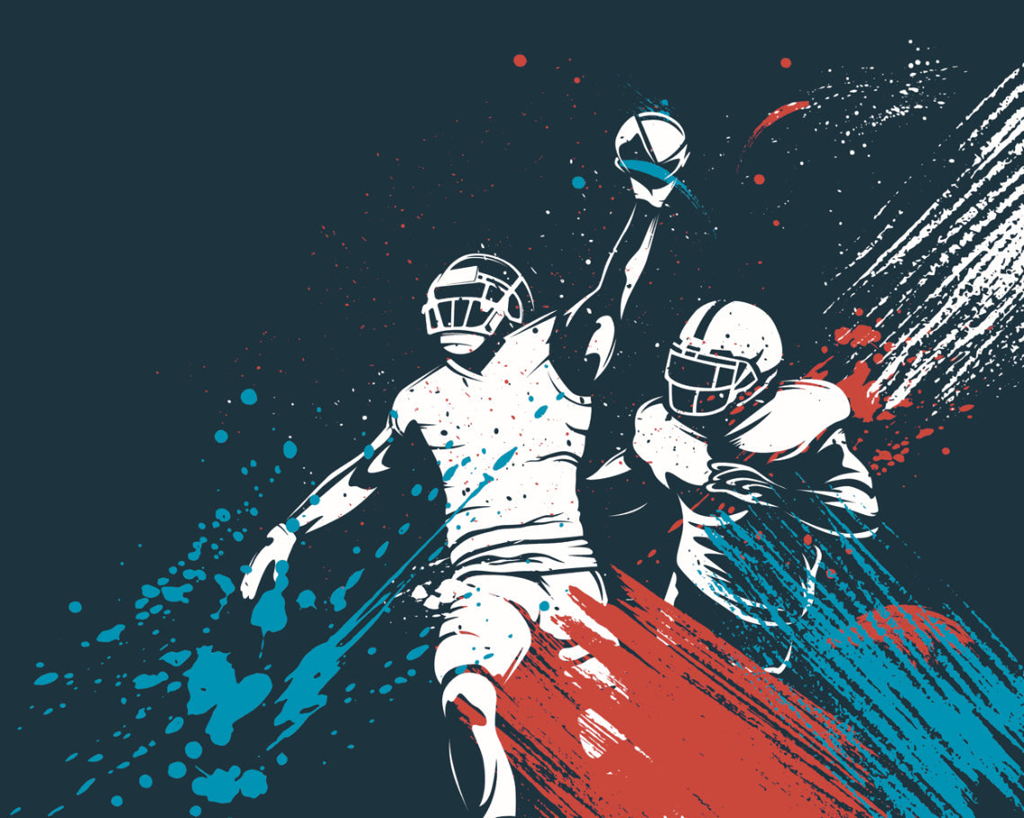 Origin Murals American Footballers Paint Splash Blue 300cm X 240cm X