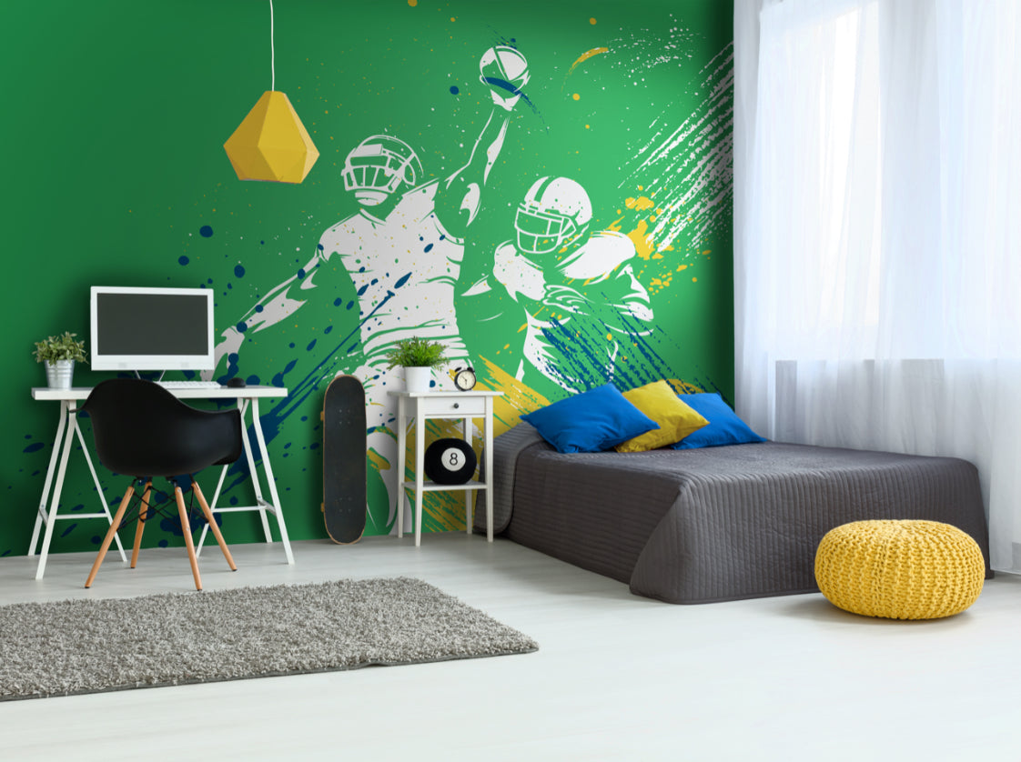 Origin Murals American Footballers Paint Splash Green 350cm X 280cm