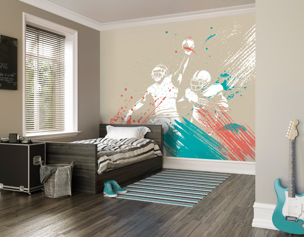 Origin Murals American Footballers Paint Splash Grey 300cm X 240cm