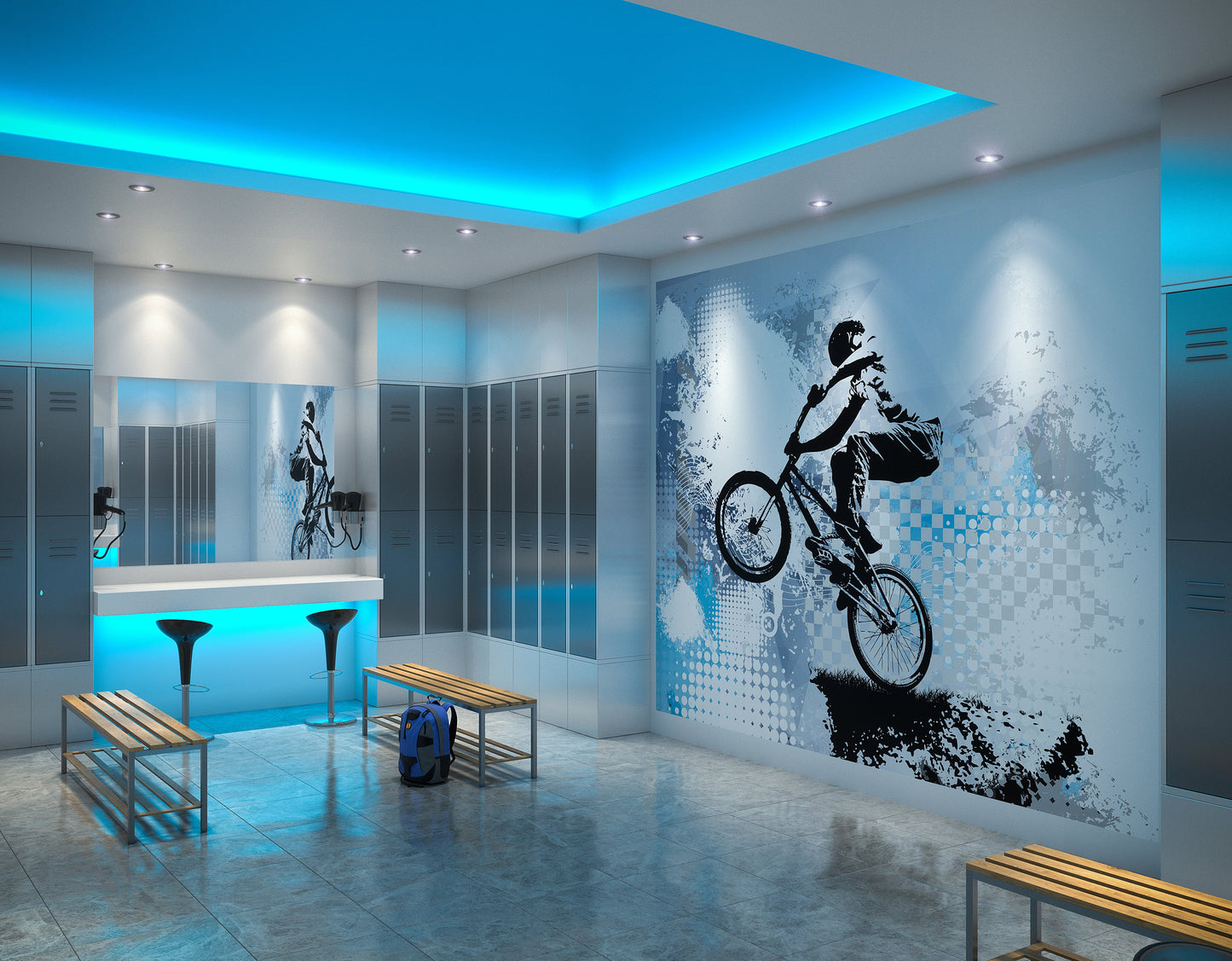 Origin Murals Bmx Bikers Blue 350cm X 280cm