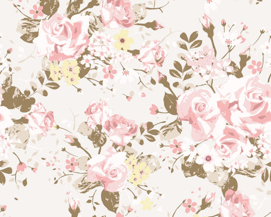 Origin Murals Vintage Rose Pattern Pink 300cm X 240cm