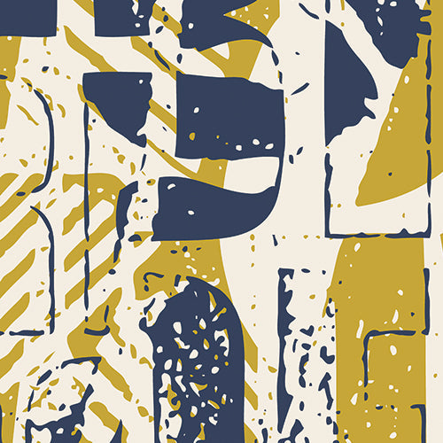 Origin Murals Letterpress Graffiti Navy Yellow 300cm X 240cm