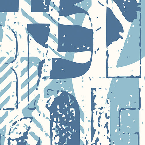 Origin Murals Letterpress Graffiti Denim Blue 350cm X 280cm