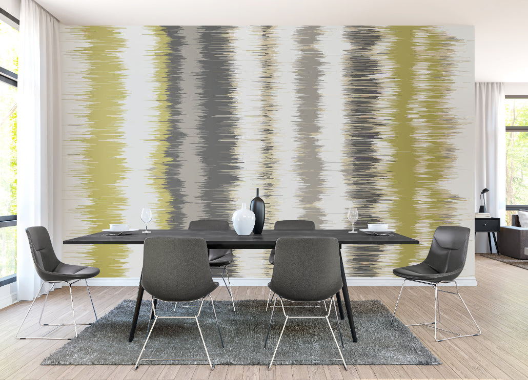 Origin Murals Linear Stripe Olive Green Charcoal 300cm X 240cm