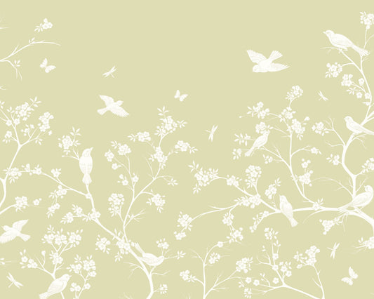 Origin Murals Blossom Trail Soft Green 350cm X 280cm