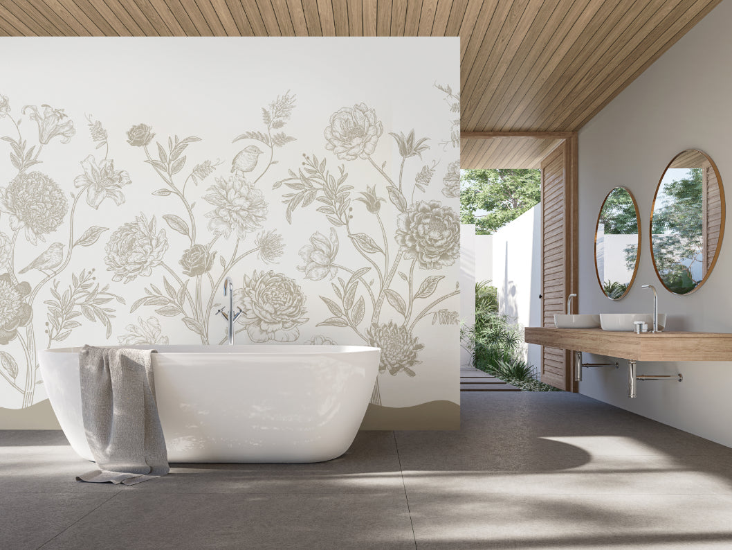 Origin Murals Jacobean Rose Trail Natural Stone 300cm X 240cm