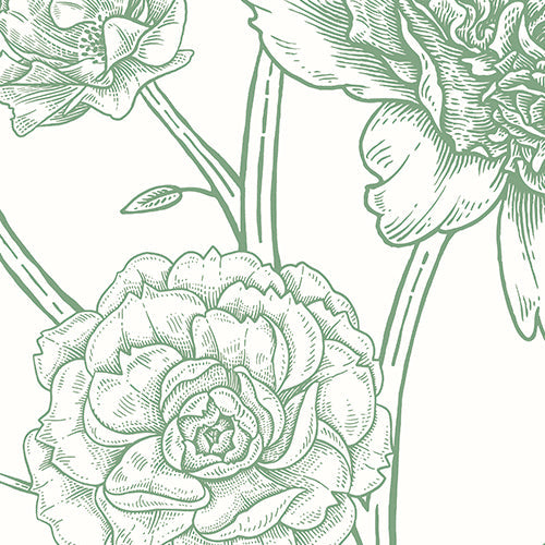 Origin Murals Jacobean Rose Trail Forest Green 300cm X 240cm