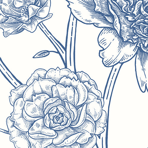 Origin Murals Jacobean Rose Trail Navy Blue 300cm X 240cm