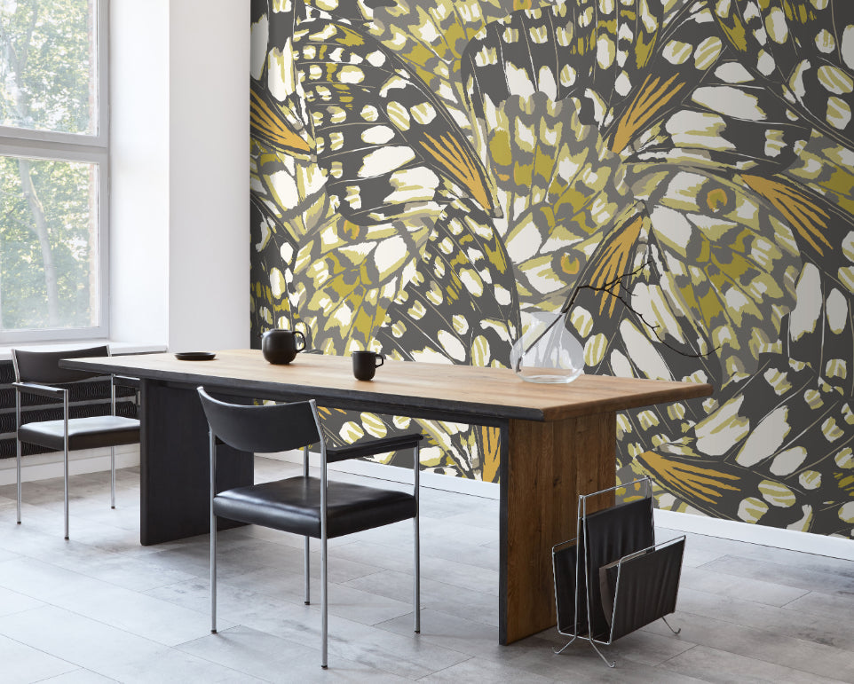 Origin Murals Butterfly Wings Black Olive Green 300cm X 240cm