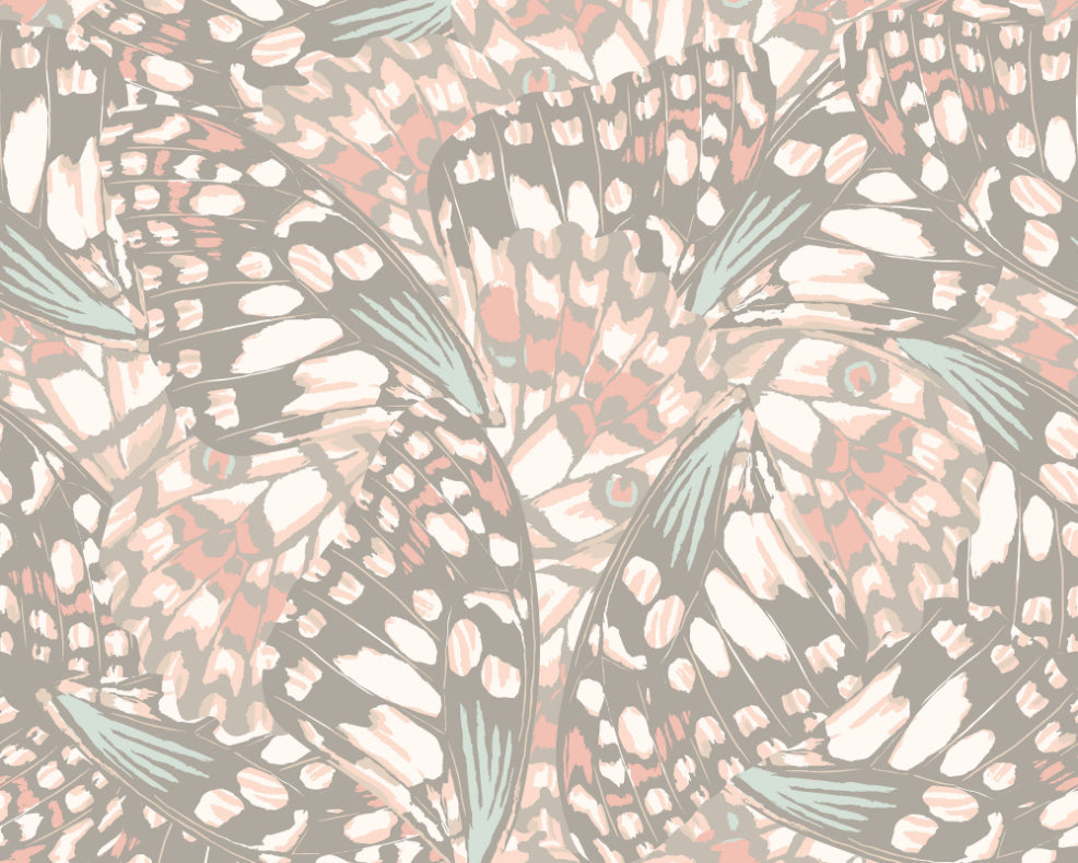 Origin Murals Butterfly Wings Grey Blush Pink 350cm X 280cm
