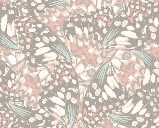 Origin Murals Butterfly Wings Grey Blush Pink 300cm X 240cm