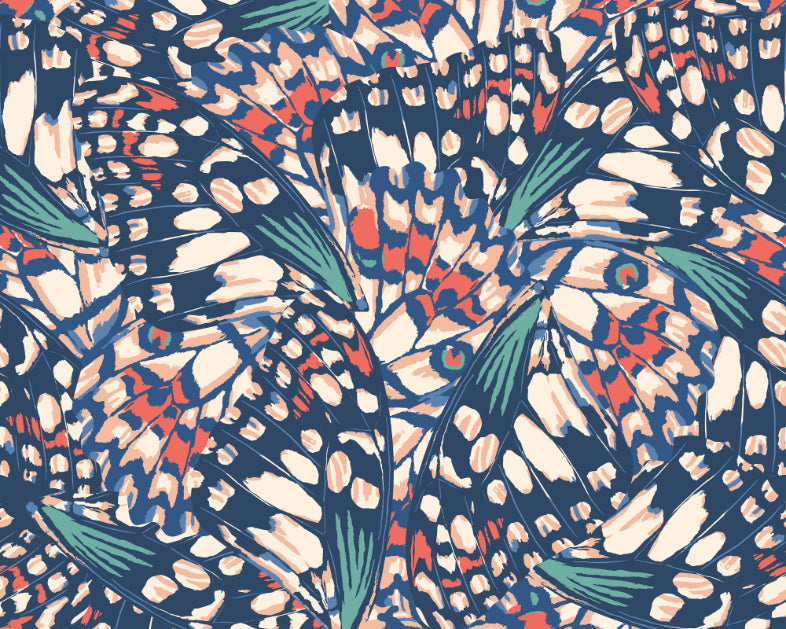 Origin Murals Butterfly Wings Navy Blue Coral 300cm X 240cm