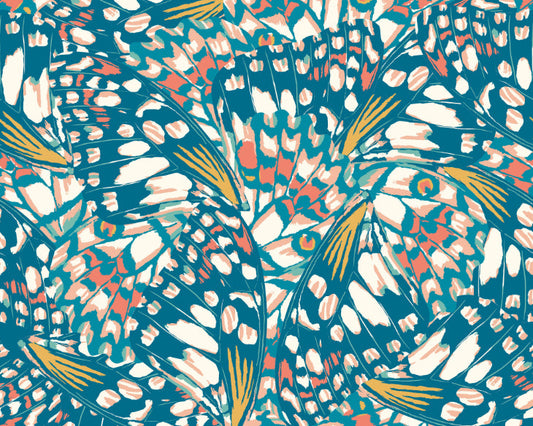 Origin Murals Butterfly Wings Teal Blue Orange 300cm X 240cm
