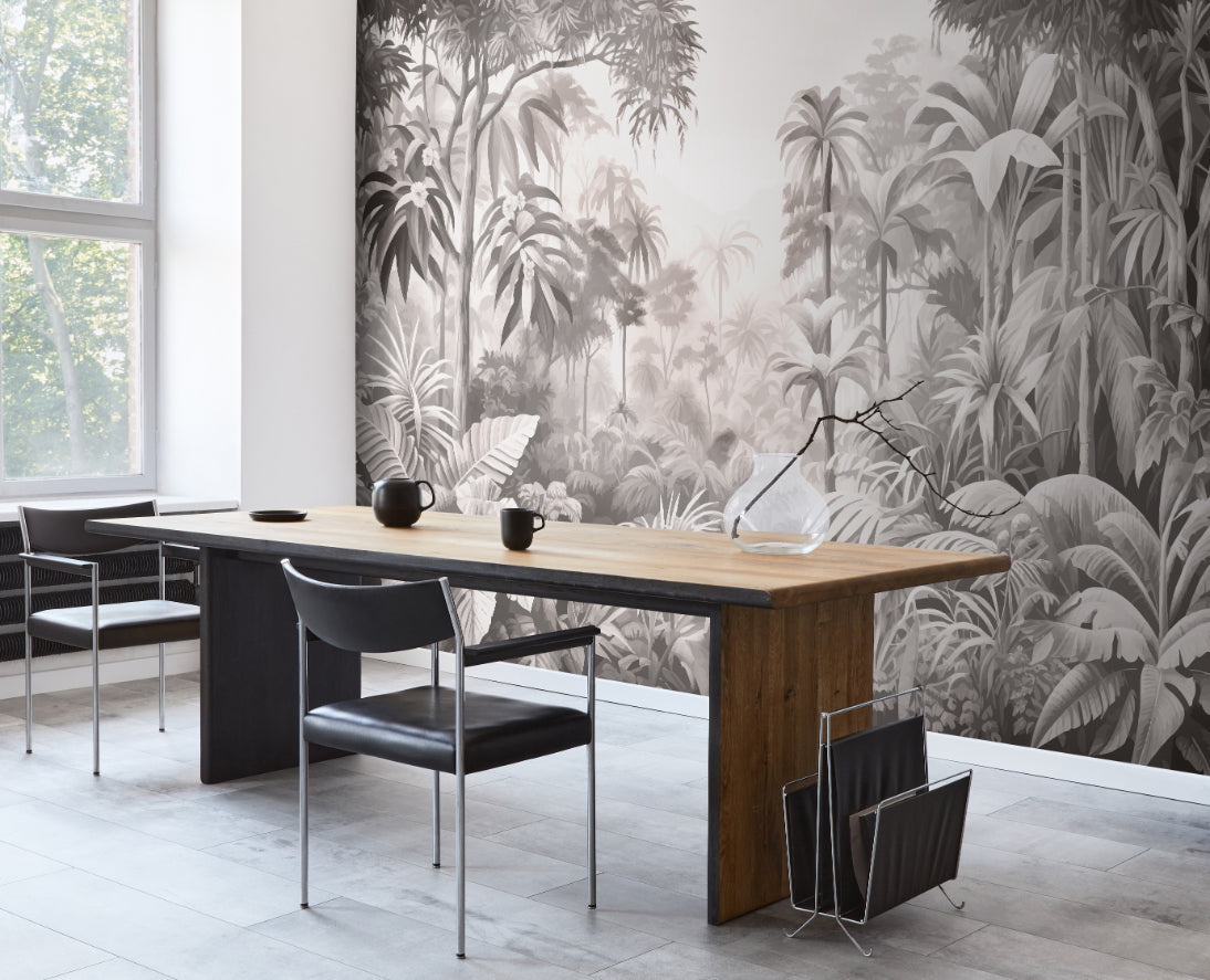 Origin Murals Jungle Trees Black White 350cm X 280cm