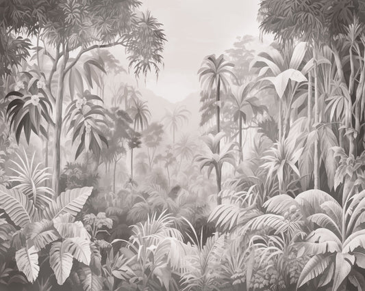 Origin Murals Jungle Trees Black White 300cm X 240cm
