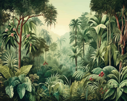 Origin Murals Jungle Trees Forest Green 350cm X 280cm