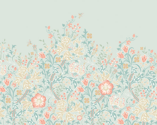 Origin Murals Trailing Lily Duck Egg Blue 350cm X 280cm