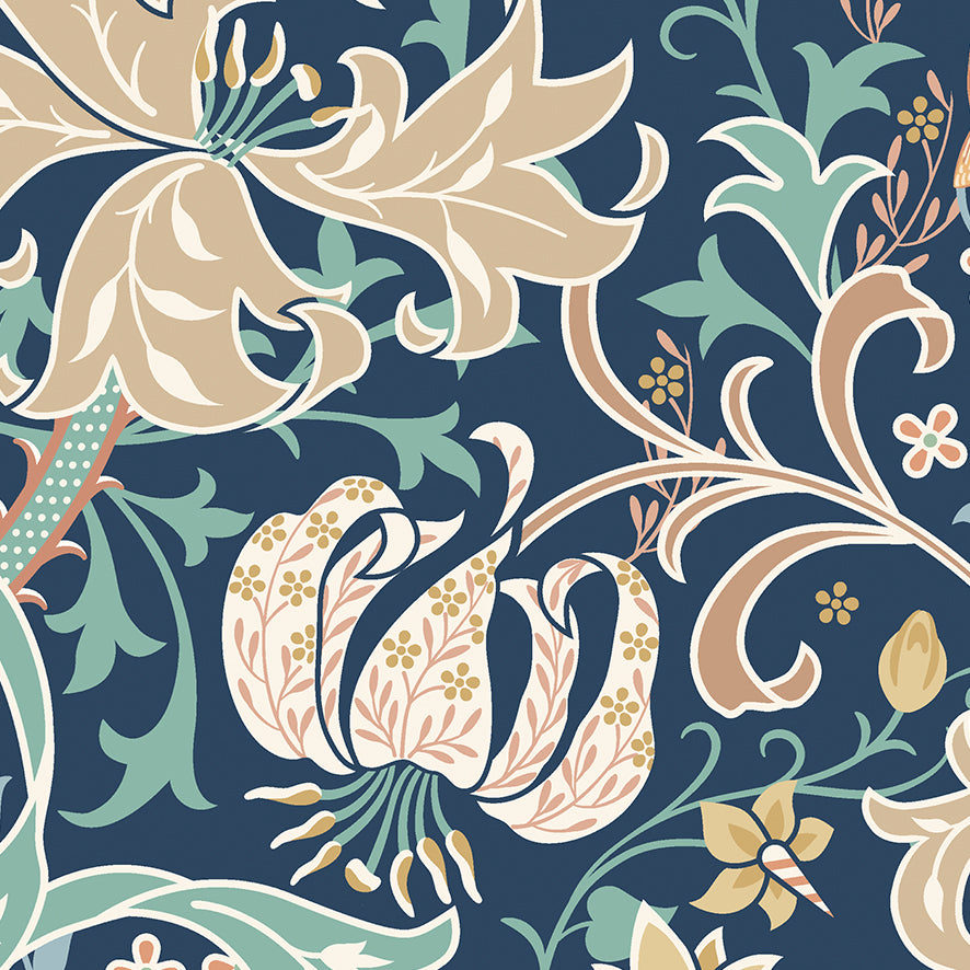 Origin Murals Trailing Lily Navy Blue 300cm X 240cm