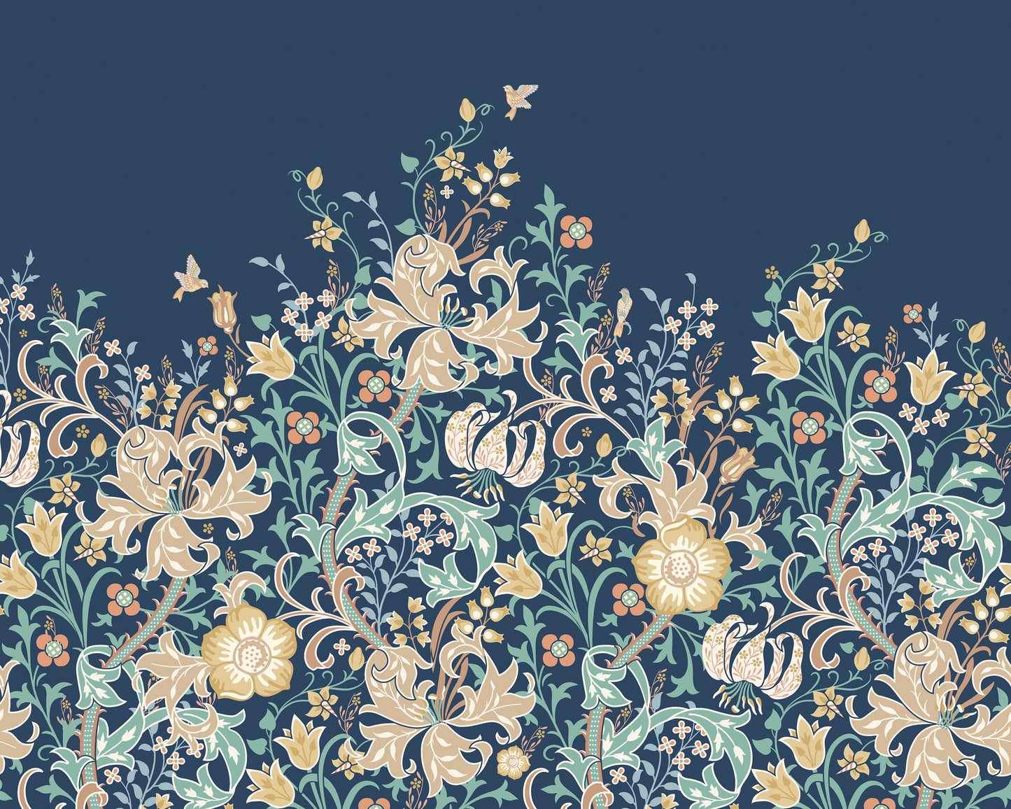 Origin Murals Trailing Lily Navy Blue 300cm X 240cm